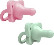 Dr. Brown's All-Silicone Soother 2-pack, Rosa/Grønn