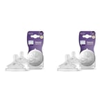 Philips Avent Lot de 2 tétines pour biberon à Réponse Naturelle 0% BPA & Avent Lot de 2 tétines pour biberon à Réponse Naturelle 0% BPA, Débit 5 pour Bébé de 6 mois + (modèle SCY965/02)