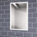 Pebble Grey™ Diaz Illuminated LED Bathroom Mirror with Built-in Shaver Socket and Heated Demister Mirror Pad | 400 x 600mm | Motion Sensor Switch | 10 Year Guarantee