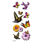 Tillfällig Tatuering 19 x 9cm - Fjärilar och blommor