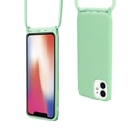 Silicone Lanyard Case for iPhone 11 Pro Mobile Neck Holder Phone Case with Strap Crossbody Phone Case for iPhone 11 Pro-Green