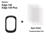 1 étui et 3 films de protection d'écran pour Garmin,compatible avec les modèles Edge 130 plus 520 530 540 830 840 1000 1030 1040 Explore 520 Plus et GPS - Type 130 PlusTemperedFilm