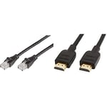 Amazon Basics Câble réseau Ethernet RJ45 catégorie 6-1,5 m - 5 câbles & Câble HDMI 2.0 haute vitesse Ultra HD, supportant les formats 3D et avec canal de retour audio, 1,8 m