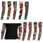 Förpackning med 9 tatueringsärmar Tatueringsarmstrumpa Armtatueringsstrumpa Unisex Nylon Tillfälliga tatueringar Arm Slumpmässig stil