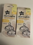 2x Tommee Tippee Closer to Nature Baby Bottle Teats Anti-Colic Med Flow 3m+