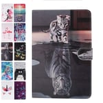 Ancase Tablet Case for Samsung Galaxy Tab A 10.1 (2016) T580 T585 T587 Cover Leather Wallet Folio Pattern Design Case Protective with Card Slots - Cat and Tiger