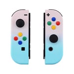 eXtremeRate DIY Replacement Shell Buttons for Nintendo Switch & Switch OLED, Gradient Pink Blue Housing Case with Corlorful Button for Joycon Handheld Controller [Only the Shell, NOT the Joycon]
