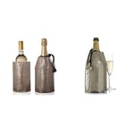 Vacu Vin 3887560 Rapid Ice Refroidisseur pour bouteille de vin et champagne Argenté Décor Platinum & 38855626 Refroidisseur à Champagne Décor Platinum Beige/Doré
