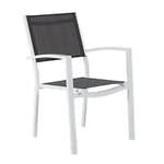 Brafab Leone stapelbar karmstol aluminium vit och tyg grå