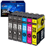 Uniwork Compatible Ink Cartridge Replacement for Epson 29 29XL for Expression Home XP-342 XP-352 XP-235 XP-355 XP-245 XP-442 XP-335 XP-255 XP-257 XP-332 XP-345 XP-352(Black Cyan Magenta Yellow,6-Pack)