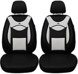 Housses de siège en Cuir synthétique pour sièges de Voiture compatibles avec VW Caddy 4 2015 conducteur et Passager FB : D108 (Noir/Blanc)
