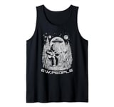 Bigfoot Play Guitar with Alien Distressed Graphic Quote Tank Top