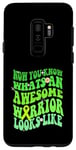 Coque pour Galaxy S9+ Mental Health Warrior Retro Groovy Green Ribbon For Women