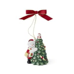 Spode Christmas Tree Hugging Snowman Ornament