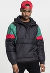 Urban Classics Trefärgad fodrad jacka pullover (L,black/green/fire red)
