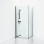 Svedbergs Skoga duschhörn 80 x 90 cm, klarglas/blank aluminium, med hålgrepp