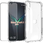 Etui For Xiaomi Black Shark 2 Pro Coque - [Crystal] [Quatre Coins Anti-Chute] Transparent Silicone Gel Tpu Bumper Clear Protection Case Housse Cover + 1x Film Protecteur Verre Trempé