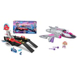 Paw Patrol: The Mighty Movie Aircraft Carrier HQ, with Chase Action Figure and Mighty Pups Cruiser & The Mighty Movie, Transforming Rescue Jet with Skye Mighty Pups Action Figure