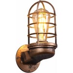 Retro vägglampa Vintage industriell belysning Rustik vägglampor Trådmetallbur Vägglampa Inomhus Hem Retrolampa (Rostfärg) (Utan glödlampa)