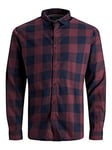 JACK & JONES Men's Jjegingham Twill L/S Noos Shirt, Port Royale/Fit: Slim Fit, XXL UK (Pack of 4)