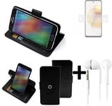 For Motorola Moto G73 5G protective case + EARPHONES black cover bag wallet flip