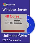 Microsoft Windows server 2022 datacenter 48 Core Unlimited Cals DVD & COA Pack