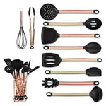 10pcs Kitchen Utensils Set Nonstick Pan Silicone Cooking Utensils Rose Gold Stainless Steel Handle Cookware Kitchen Tools Set
