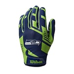 Wilson Gloves NFL TEAM SUPER GRIP, One size fits all for teenagers, Silicone/Stretch Lycra, Seattle, YOUTH