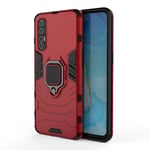 HAOYE Case for OPPO Find X2 Neo, 360 degree Rotating Ring Holder Kickstand Heavy Duty Armor Shockproof Cover, Double Layer Design Silicone TPU + Hard PC Case with Magnetic Car Mount. Red