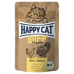 Ekonomipack: Happy Cat Ekologisk Pouch 24 x 85 g - Ekologisk Kyckling & Ekologisk Kalkon