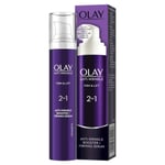 2 x Olay Anti-Wrinkle Booster Firm & Lift 2-In-1 Day Cream & Firming Serum 50ml