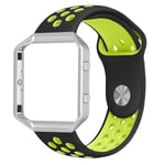 Fitbit Blaze dual color silicone watch band - Black / Green Hole