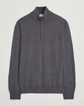 Piacenza Cashmere Merino Wool Crew Neck Half Zip Charcoal