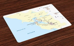 Map Place Mats Set of 4 San Francisco Regions Map Art
