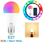 MZSG Colour Changing Light Bulb, Warm White + Cool White + RGB Colours, 15W E27 B22 Dimmable LED Light Bulbs with Remote Control, for Home lighting,E27warm white,1pcs