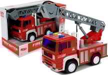 Brandbil Med Drag, Stege, Röd 1:20 Med Ljud Lean Toys