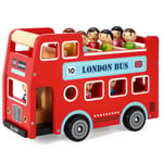Red Wooden Double Decker London Bus Toy H25cm x W6.5cm x D6.5cm