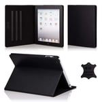 32nd Premium Series - Real Premium Leather Book Folio Case Cover For Apple iPad Pro 9.7 (2016), Real Leather Flip Design With Built In Stand - Black