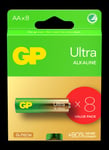 GP Ultra Alkaline AA-batteri, 15AU/LR6, 8-pak