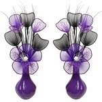 Décoration de Chambre par Flourish – Paire de vases Assortis avec Fleurs artificielles – Violet Cadbury – Parfait pour la décoration de la Maison, du Salon, de la Chambre ou de la Salle de Bain.