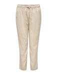 Carcaro Mw Linen Bl Pull-Up Pant Tlr Bottoms Trousers Linen Trousers Beige ONLY Carmakoma