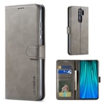 LC.Imeeke läder Xiaomi Redmi Note 8 Pro fodral - Silver/Grå Silvergrå