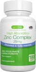 High Absorption Zinc Picolinate & Bisglycinate 25mg with Copper, Clean Label, 1