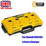 DCB104 4-Port Fast Charger For Original DeWALT 18V/54V DCB184 LithiumXR Battery
