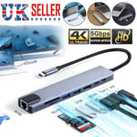 8 in 1 Multiport USB-C Hub Type C To USB 3.0 4K HDMI Adapter For Macbook Pro/Air