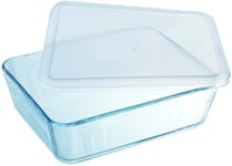 PYREX 2 PC 4L 1.5L COOK & FREEZE FOOD STORAGE RECTANGULAR GLASS DISHES WITH LID