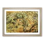 Big Box Art Vintage Brehms Tierleben 1913 Water Monitor Framed Wall Art Picture Print Ready to Hang, Oak A2 (62 x 45 cm)