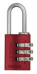ABUS combination lock 145/20 red - Luggage lock, locker lock and much more. - Aluminium padlock - individually adjustable numerical code - ABUS security level 3
