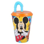 Kids Character Sports Tumbler 430ML Drinking Re-usable Plastic Cup with Straw (Mickey Mouse)