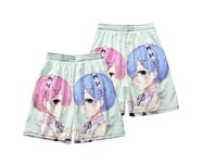 1PCS Swimming Shorts Mens Anime Ram Rem Re：Life In A Different World From Zero 3D Print Funny Hawaiian Beach Trunks Surf Gym With Pockets For Summer Beach Holiday XXL